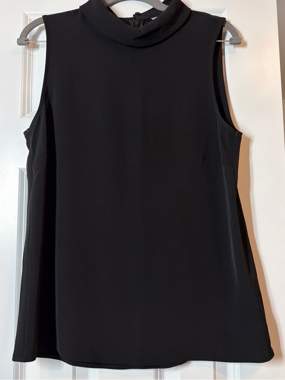 Sleeveless Mock Neck Black Blouse
